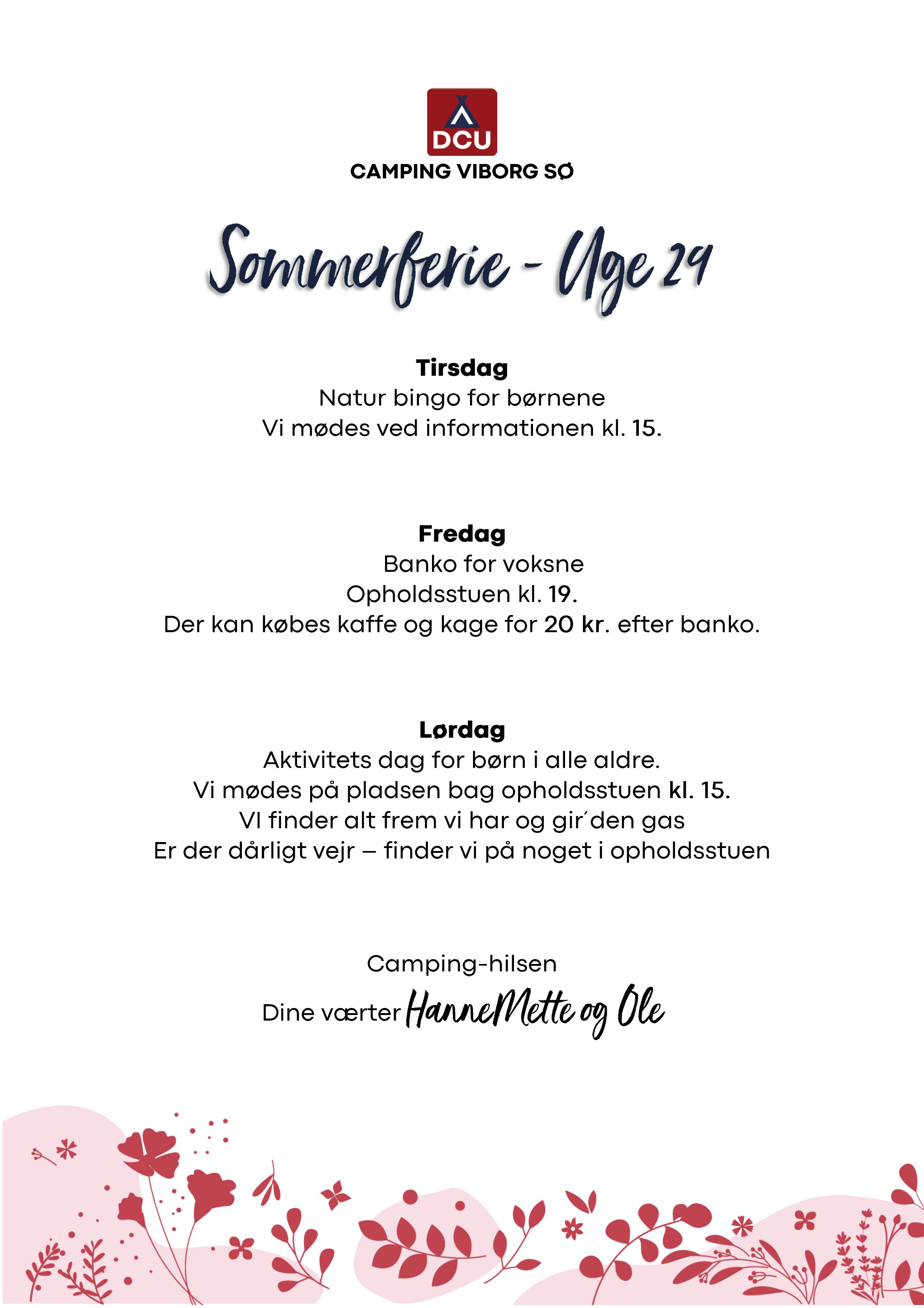 DCU-Camping Viborg Sø - Aktiviteter uge 29