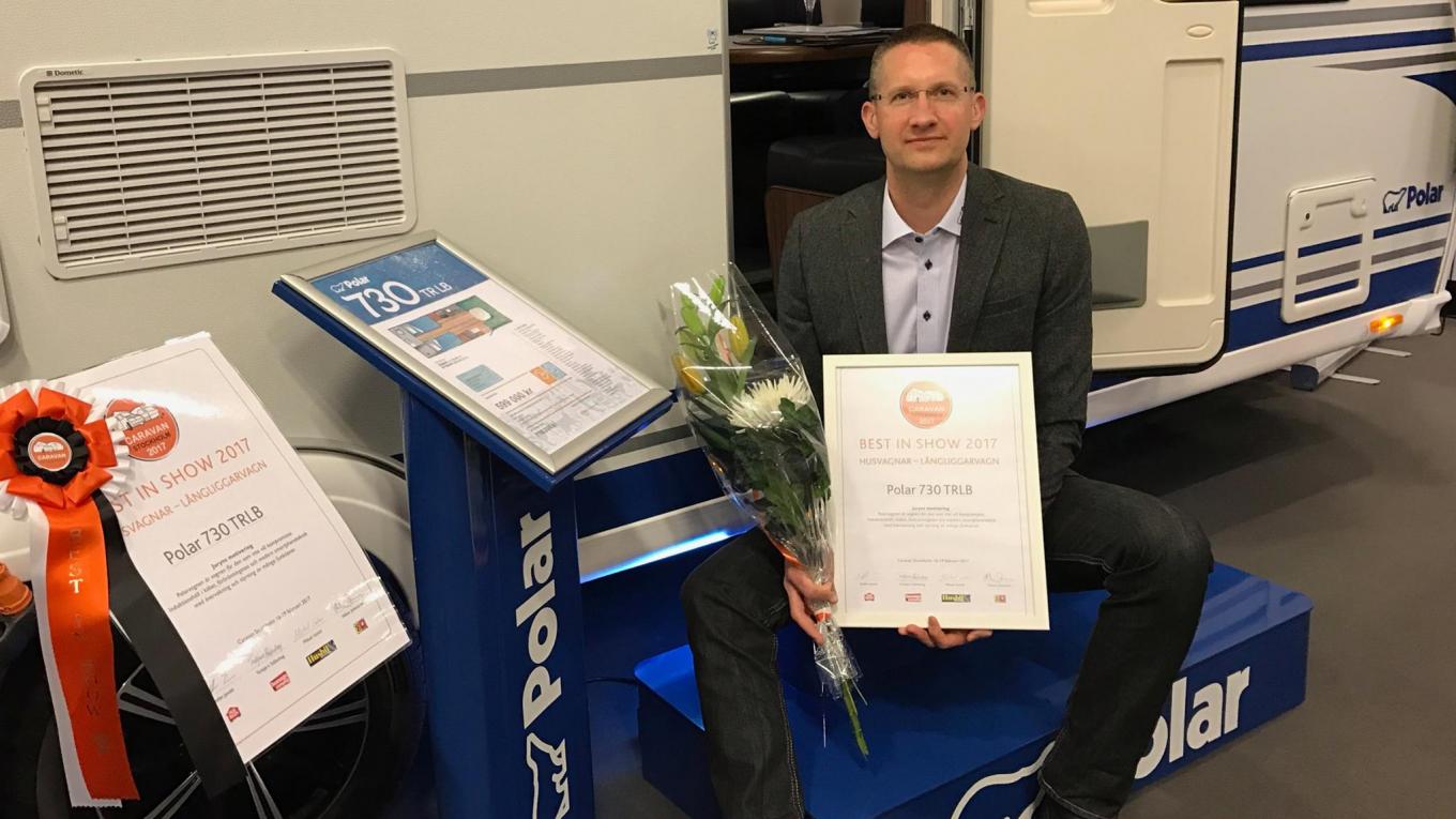 Polar 730 TRLB blev kåret som den bedste fastliggervogn på Caravan Stockholm 2017. Polar, campingvogn, pris, Bedste Fastliggervogn i Sverige, Caravan Stockholm 2017