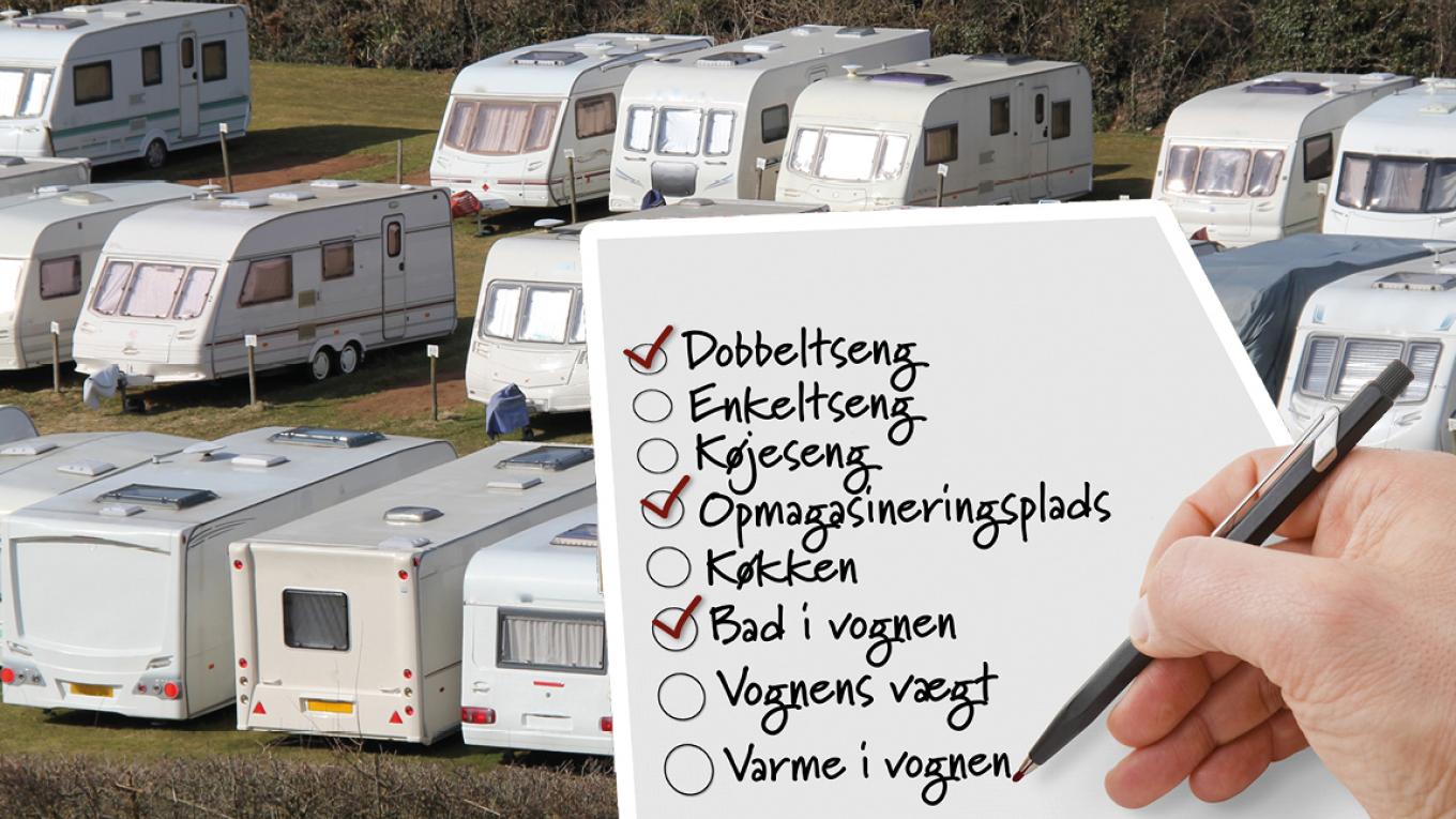 Det er en god idé at overveje, hvad der er vigtigt for en i forbindelse med køb af campingvogn eller autocamper. campingvogne, autocampere, tjekliste, blok, pen