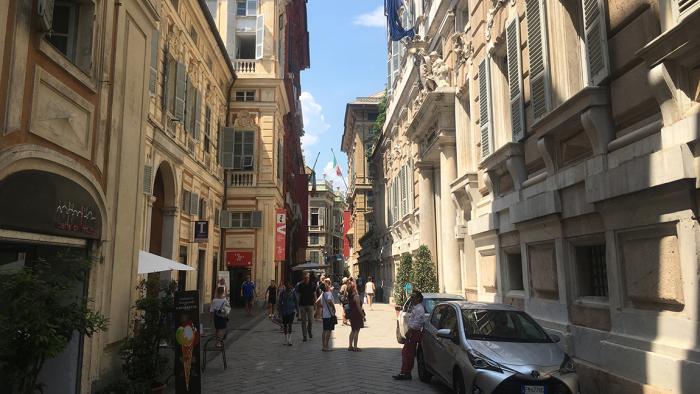 Gågaden Via Garibaldi, Genova, Italien