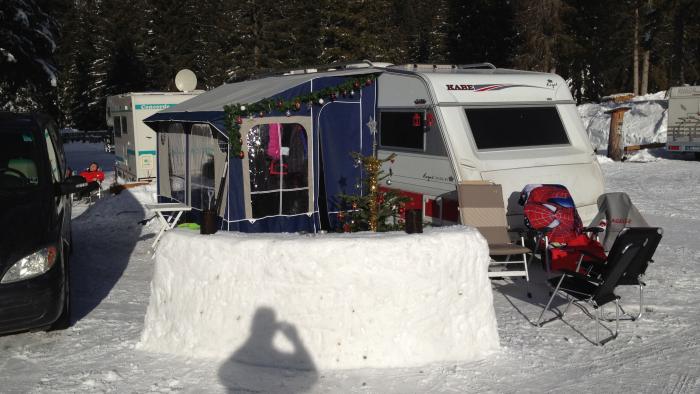 jul på campingpladsen, vintercamping, Østrig