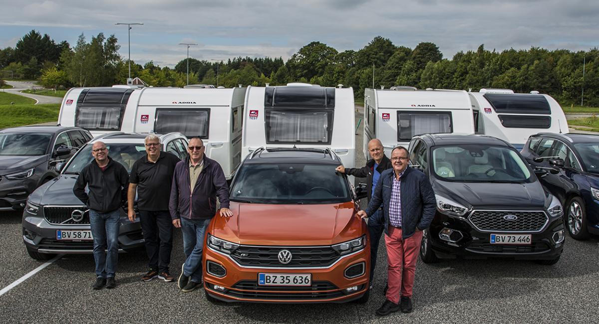 Fra venstre ses Thomas André Petersen, Stefan Rosendal, Frede Petersen og de to læserrepræsentanter Frank Davidsen og Iver Sørensen. juryen til Årets Campingtrækker 2019