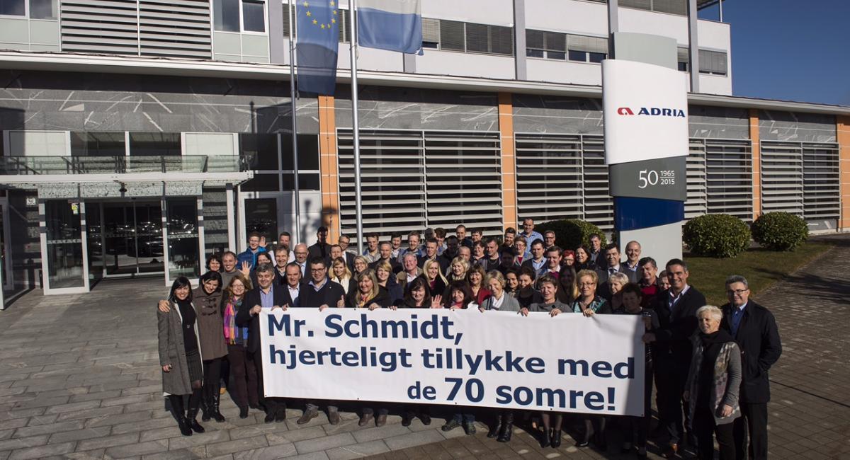 Helmer Schmidt, Adria, dansk direktør, fødselsdag, 70 år, medarbejdere i Slovenien