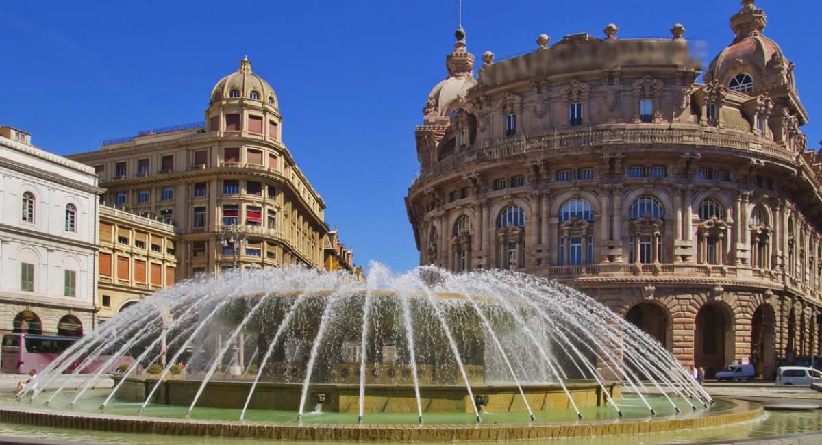 bronzefontæne, Piazza De Ferrari, Genova, Italien