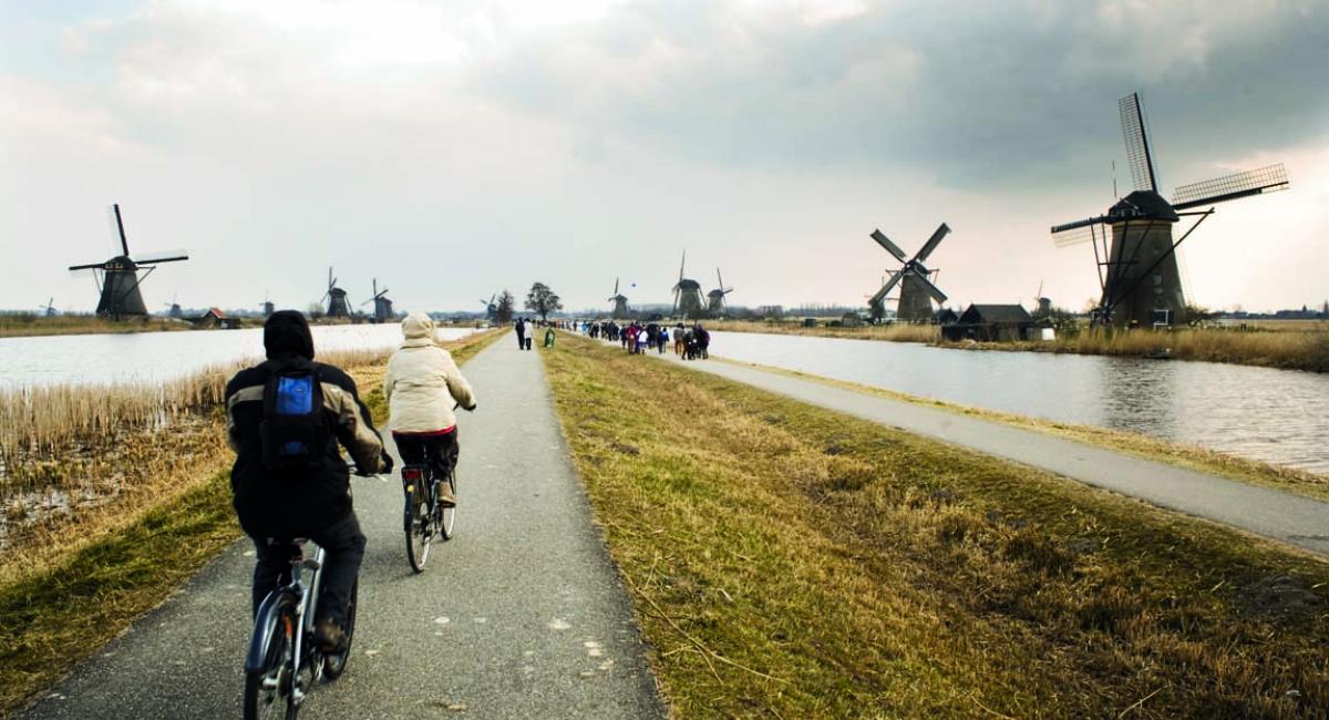 Holland, cykler, møller, Kinderdijk