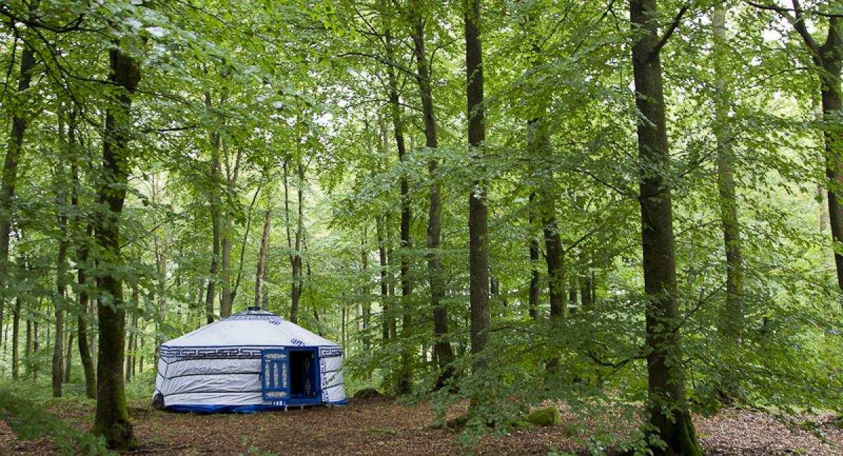 I Skåne kan du bo i uldhytter (Yurta), som er uden elektricitet, rindende vand, varme og internet. Sverige, VisitSweden, uldhytte, Yurta, natur, sov i pagt med naturen