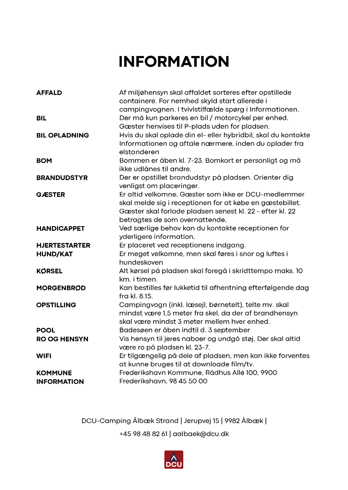 DCU-Camping Ålbæk Information