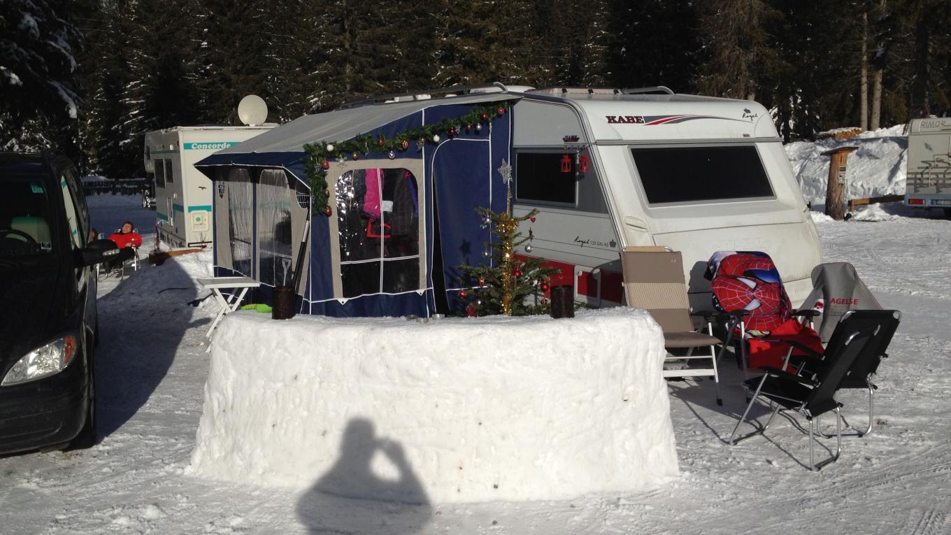 jul på campingpladsen, vintercamping, Østrig